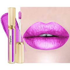 Depuplum DP102 Piggy purple metallic lipstick close-up for bold color and shine.