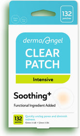 DERMA ANGEL invisible hydrocolloid patch on cheek for near-invisible blemish care