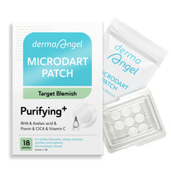 DERMA ANGEL microdart patches for deep blemishes offer targeted care in an 18-pack.