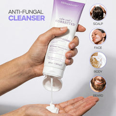 DERMAdoctor Seborrheic Dermatitis Shampoo pour — even distribution for scalp.