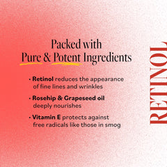 Derma E oil texture close-up shows fast-absorbing formula.