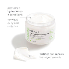 Derma E Ramos Curl Repair Deep Treatment jar close-up reveals rich conditioning texture for curls