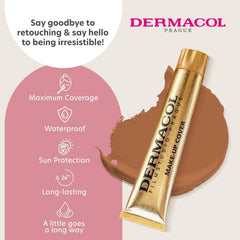 Dermacol 17-shades range swatches illustrate inclusive shade options for many skin tones.