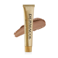 Dermacol SPF 30 liquid foundation swatch highlights even skin tone and sun protection.