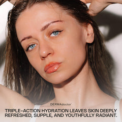 DERMAdoctor Serum Wrinkle Filler Face illustrates improved elasticity and firmer, more youthful-looking skin.