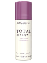 DERMAdoctor Total NonScents bottle shows fragrance-free protection for sensitive skin and all-day freshness.