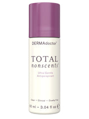 DERMAdoctor Total NonScents bottle shows fragrance-free protection for sensitive skin and all-day freshness.