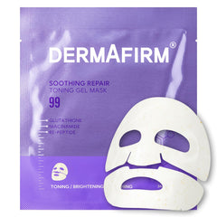 Dermafirm Soothing Repair Mask R4 packaging highlights brightening routines.