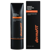 dermaFIT Strength Muscle Maintenance Cream bottle pour shows post-workout care and cooling sensation.