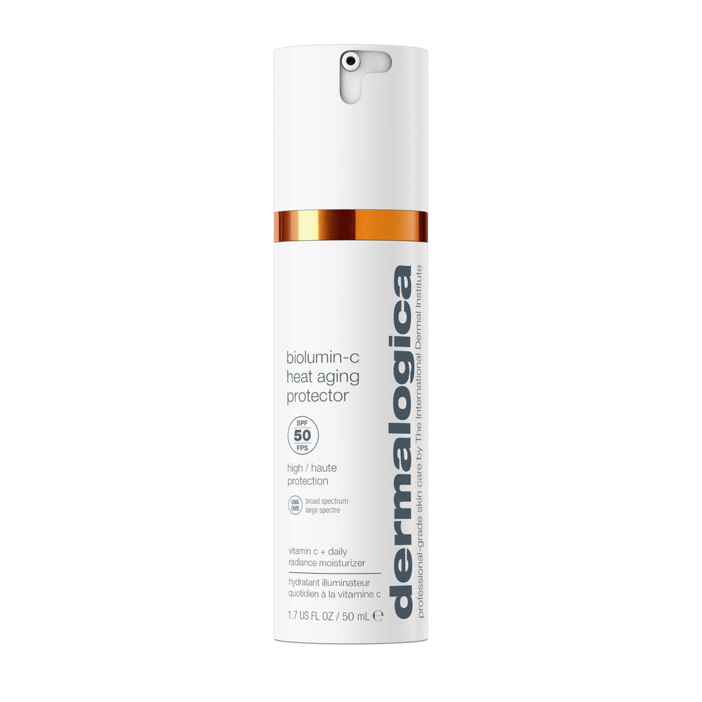 Dermalogica BioLumin-C Heat Aging Protector SPF 50 bottle ready for daily sun defense