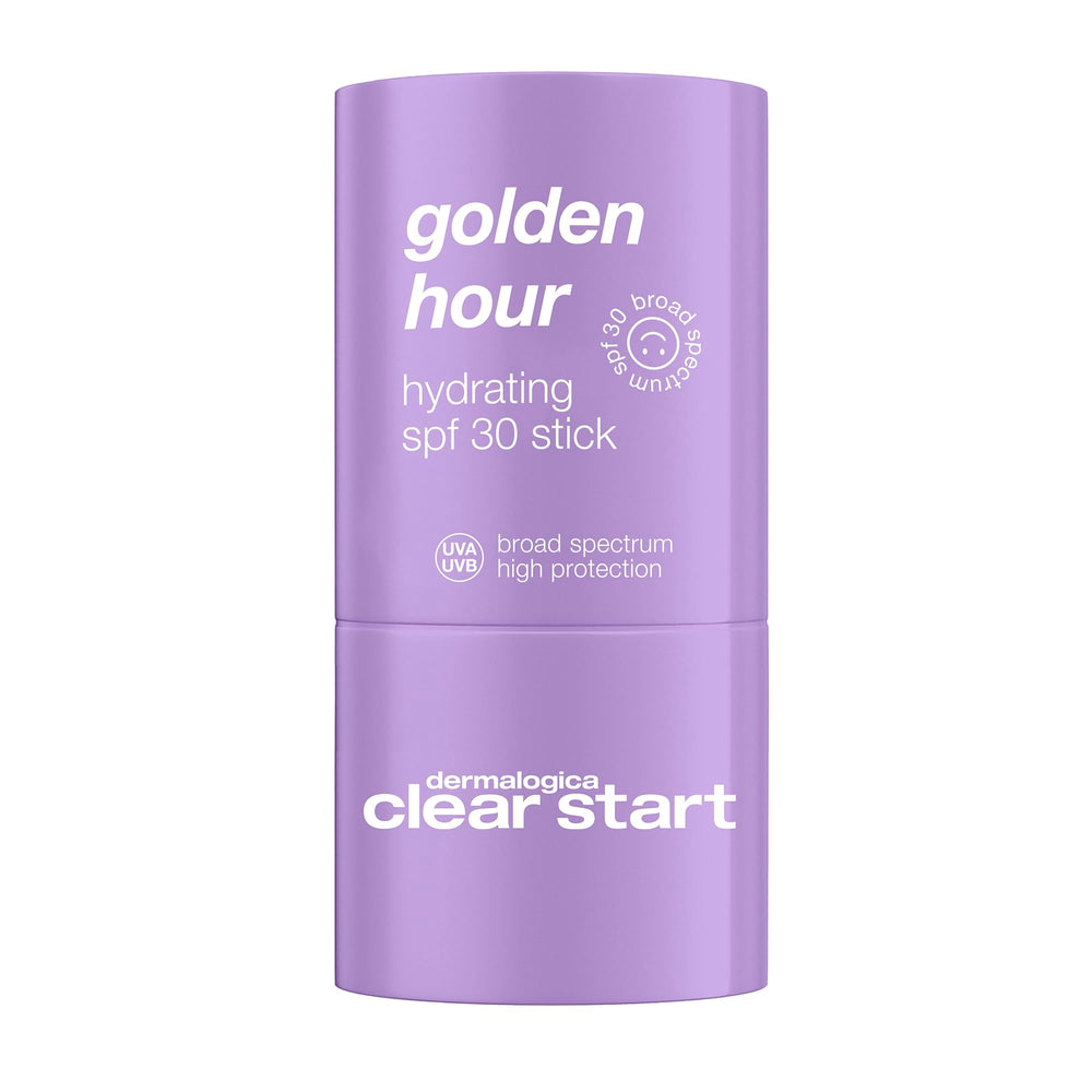 Dermalogica Clear Start Golden Hour Stick hero shot showing portable sun protection