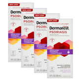 Dermarest psoriasis shampoo bottle shown with fragrance-free formula for sensitive scalps.