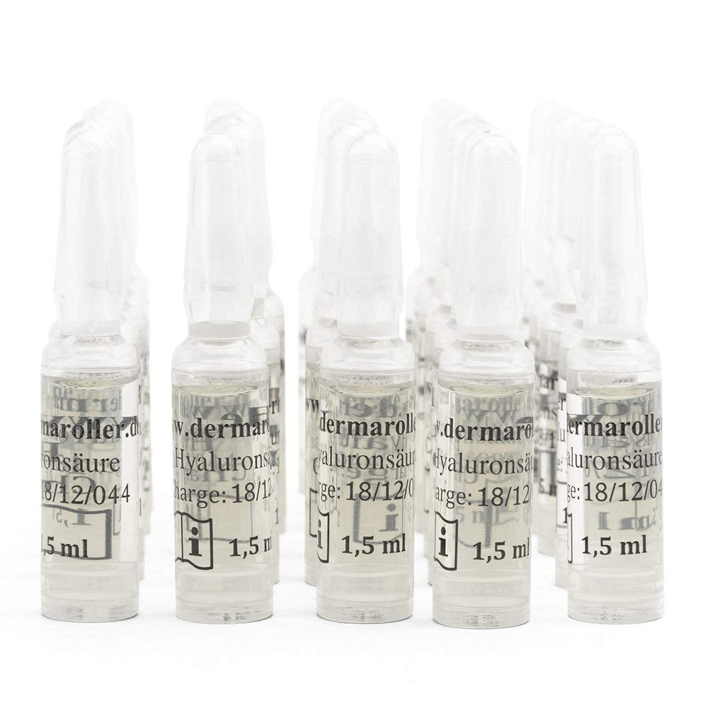 Dermaroller Hyaluronic Acid Ampoule Serum bottle showing deep hydration for all skin types
