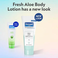 Dermasil Fresh Aloe lotion being dispensed on skin shows quick absorption.