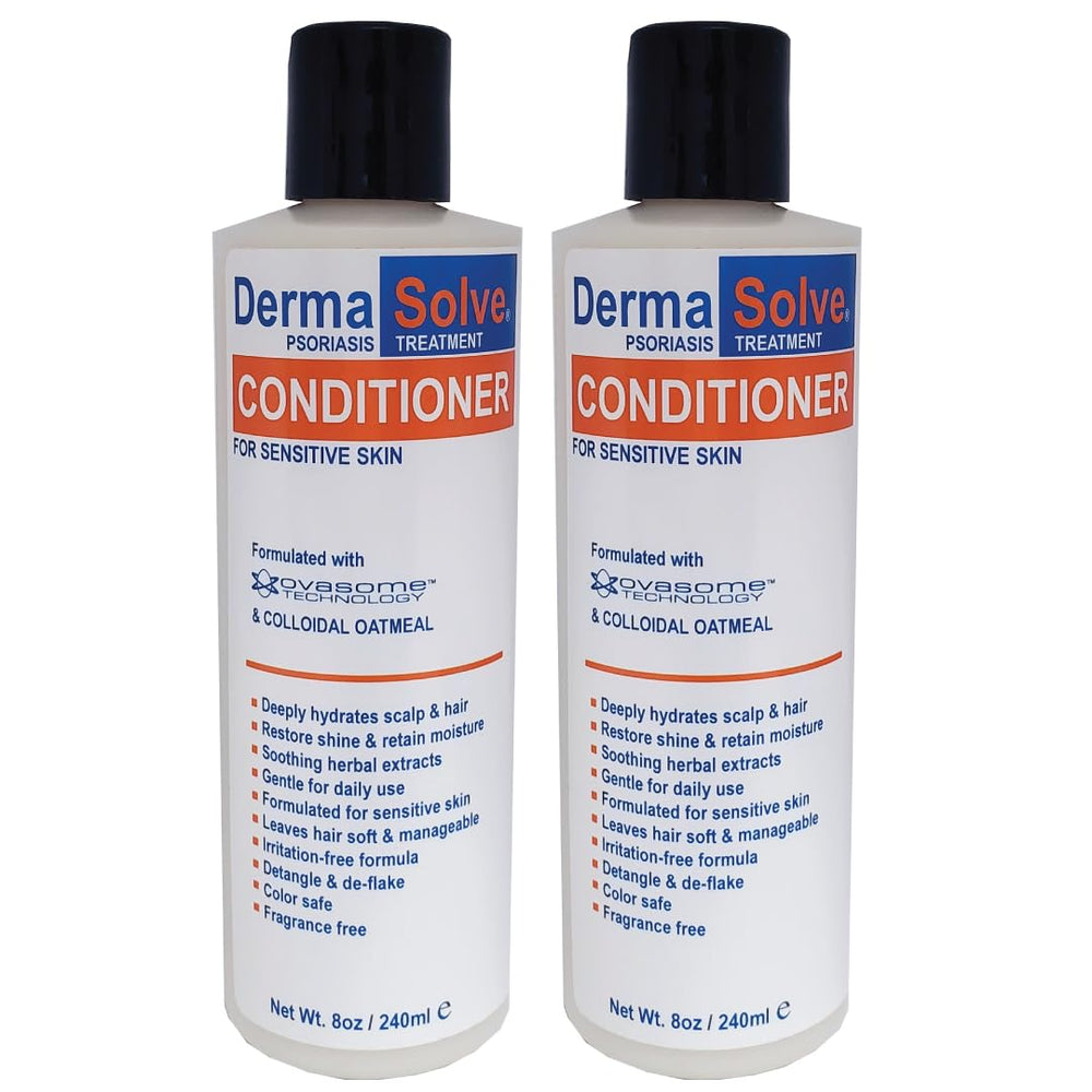 Dermasolve psoriasis conditioner bottle front showing calming scalp care.
