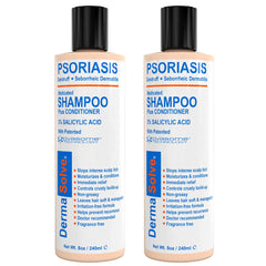 Dermasolve scalp shampoo bottle 8oz shows gentle cleansing for sensitive scalps.