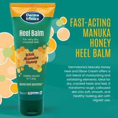 Dermatonics Manuka Honey Heel Cream texture swatch shows rich, non-greasy hydration.