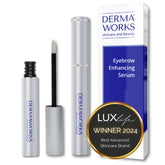 Dermaworks rapid brow growth serum bottle promotes fuller brows