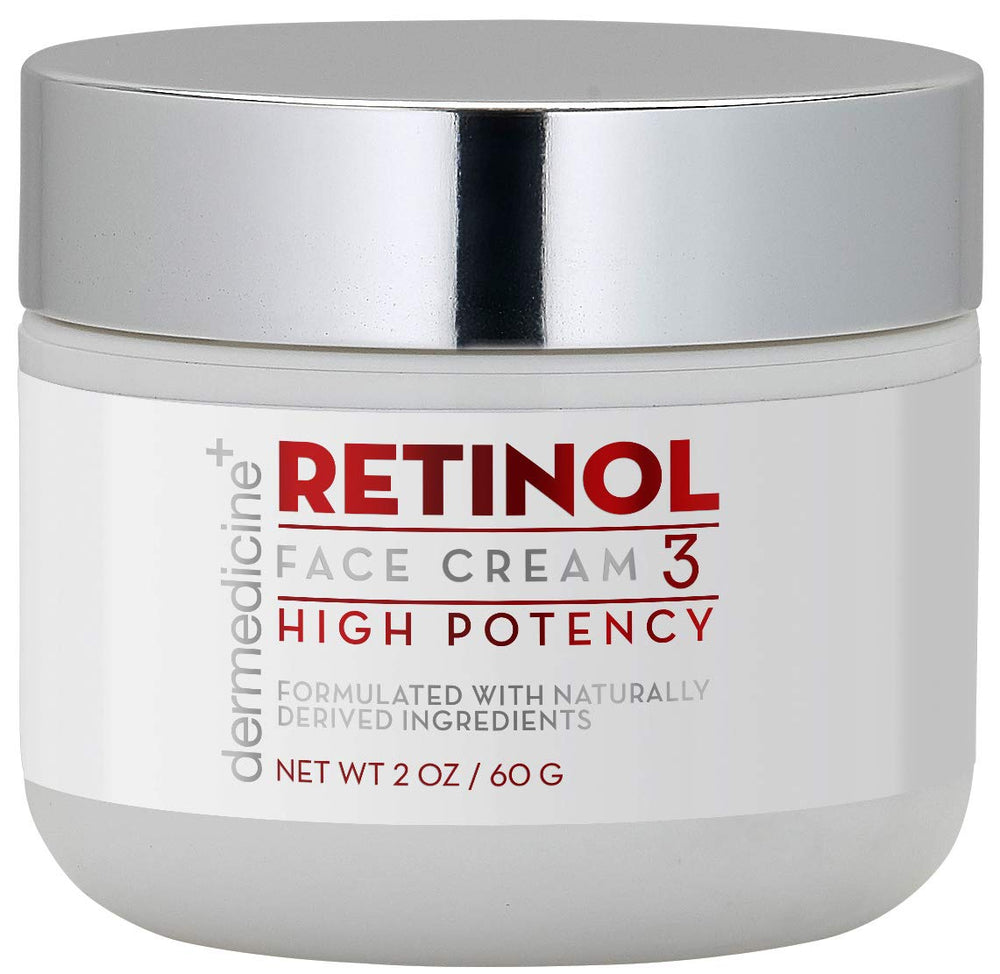Dermedicine Retinol Cream bottle pour demonstrates precise nightly application for brighter skin