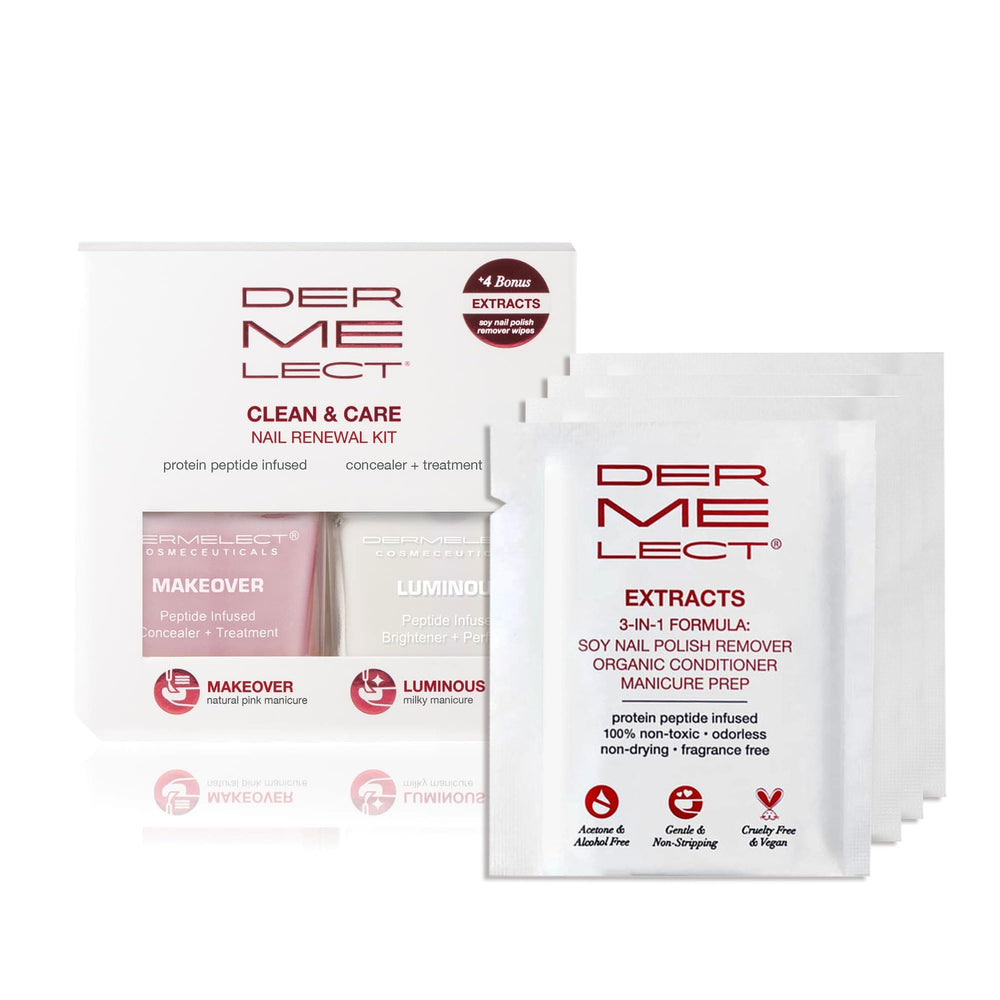 Dermelect Clean & Care Nail Renewal Kit packaging for convenient at-home care.