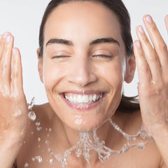Dermelect Rapid Repair Cleanser face closeup shows creamy gel that feels soothing on skin
