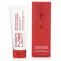 Dermelect Timeless Hand Treatment bottle closeup highlighting premium packaging and cream for dry hands