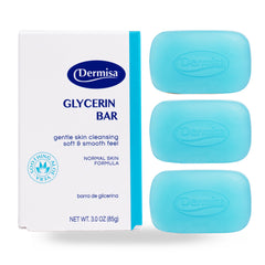 Dermisa glycerin bar with Aloe Vera packshot showing a hydrating, gentle cleanser.