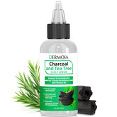 DERMOIA Charcoal Tea Tree Scalp Serum bottle promotes balanced, hydrated scalp.