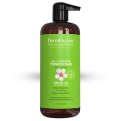 DermOrganic Daily Hydrating Conditioner bottle shows a hydrating formula for dry hair.