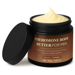 Derperzi pheromone body butter for men – creamy hydration for soft skin.