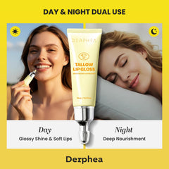 DERPHEA Lip Balm swatch showing glossy finish and day wear hydration