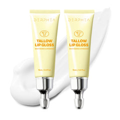 DERPHEA Organic Beef Tallow Lip Balm tube closeup with glossy shine for instant hydration
