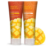 Desert Essence Mango Island Shampoo bottle promotes hydration for smooth, manageable hair.