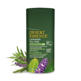 Desert Essence Tea Tree Deodorant Lavender Stick with long-lasting odor protection.