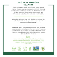 Desert Essence Tea Tree Therapy Soap Bar with Aloe supports hydration and soft skin.