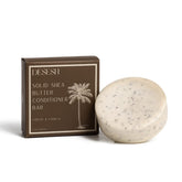 Desesh Shea Butter XL solid conditioner bar packaging highlights plastic-free, USA-made craft.