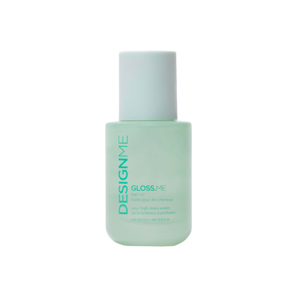 Gloss.Me Hair Oil bottle provides radiant shine with lightweight frizz control.