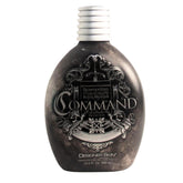 Designer Skin Command tanning lotion bottle close-up for smooth, even application