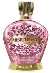 Designer Skin Misbehaved 70X Bronzer bottle showcasing premium tanning with a sun-kissed look.