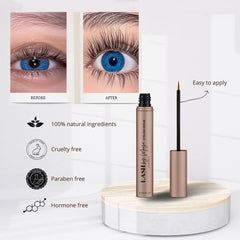 Serum brushed along upper lashes for daily use with Detllou