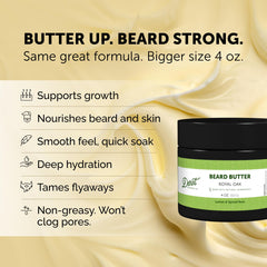 Close-up of creamy beard butter texture for deep conditioning and smoother beard.