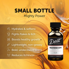 Detroit Grooming Co. Vitamin E infused oil nourishes beard fibers.
