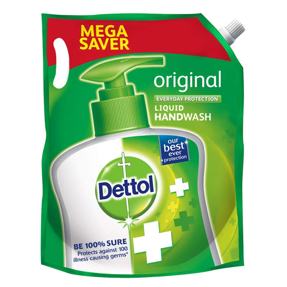 Dettol Liquid Hand Wash Refill Original 1500 ml packaging highlights value and convenience.
