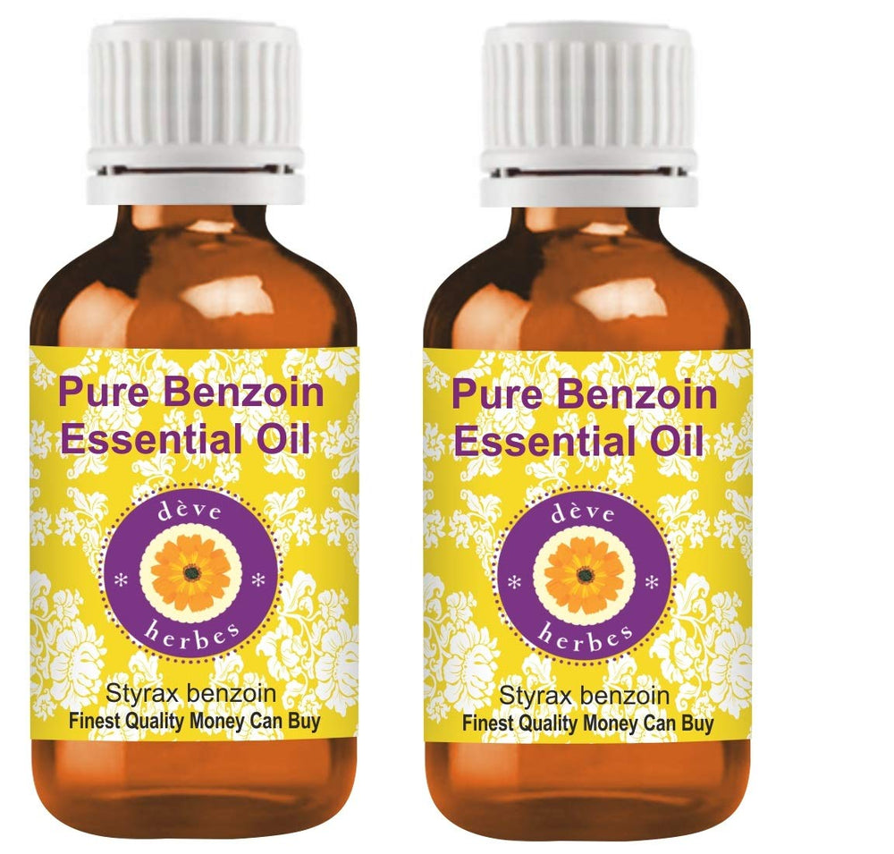 Deve Herbes Benzoin essential oil bottle in amber glass preserves potency