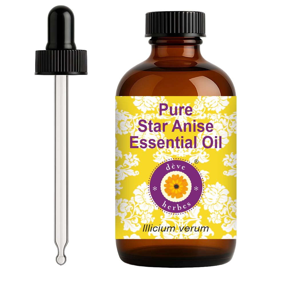 deve herbes Star Anise essential oil bottle with dropper for precise application.