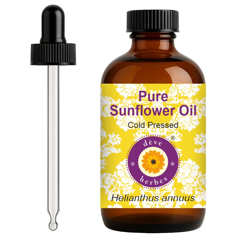 Deve Herbes Sunflower Oil bottle with glass dropper for precise dilution and smooth skin application