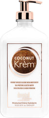 Devoted Creations Coconut Krém Moisturizer bottle demonstrates long-lasting hydration and tropical coconut scent.