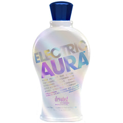 Devoted Creations Electric Aura bottle front for quick, even tanning prep