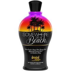 Devoted Creations Somewhere on a Beach bottle front, tanning lotion for smoother sun sessions.