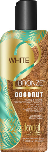 Devoted Creations White 2 Bronze Coconut bottle front for a tropical bronze glow